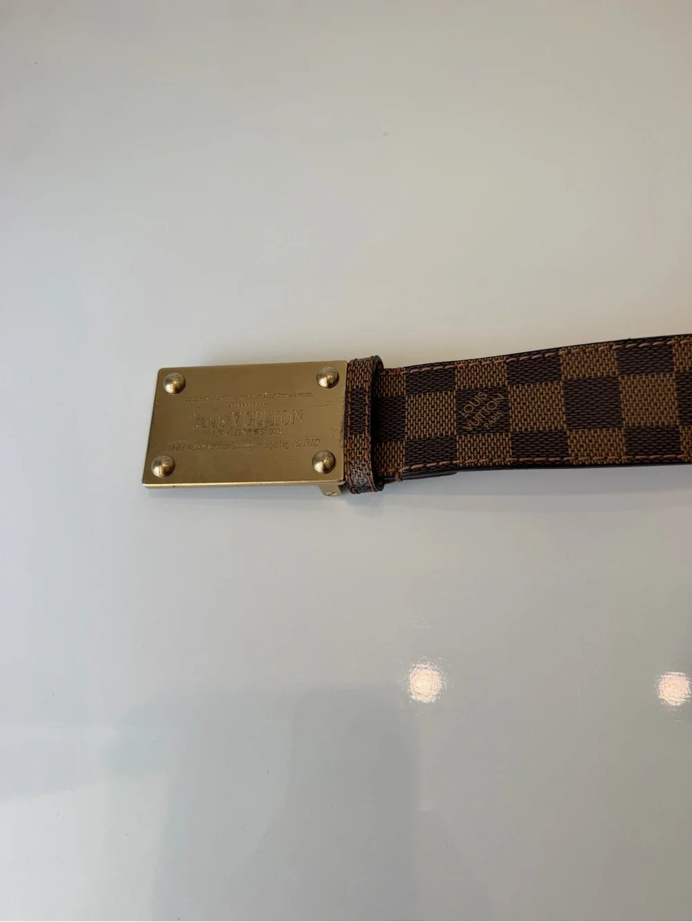 Louis Vuitton Brown Damier Ebene Inventeur Canvas Men's Belt